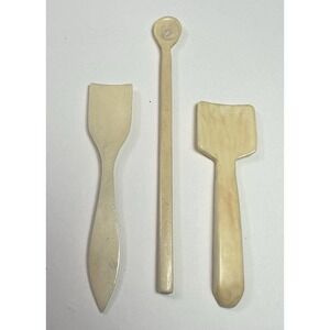 Vintage 3 Salt Cellar Scoops 1 Marked France‎ - Made from Bone